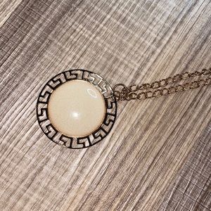 Long Cream stone necklace